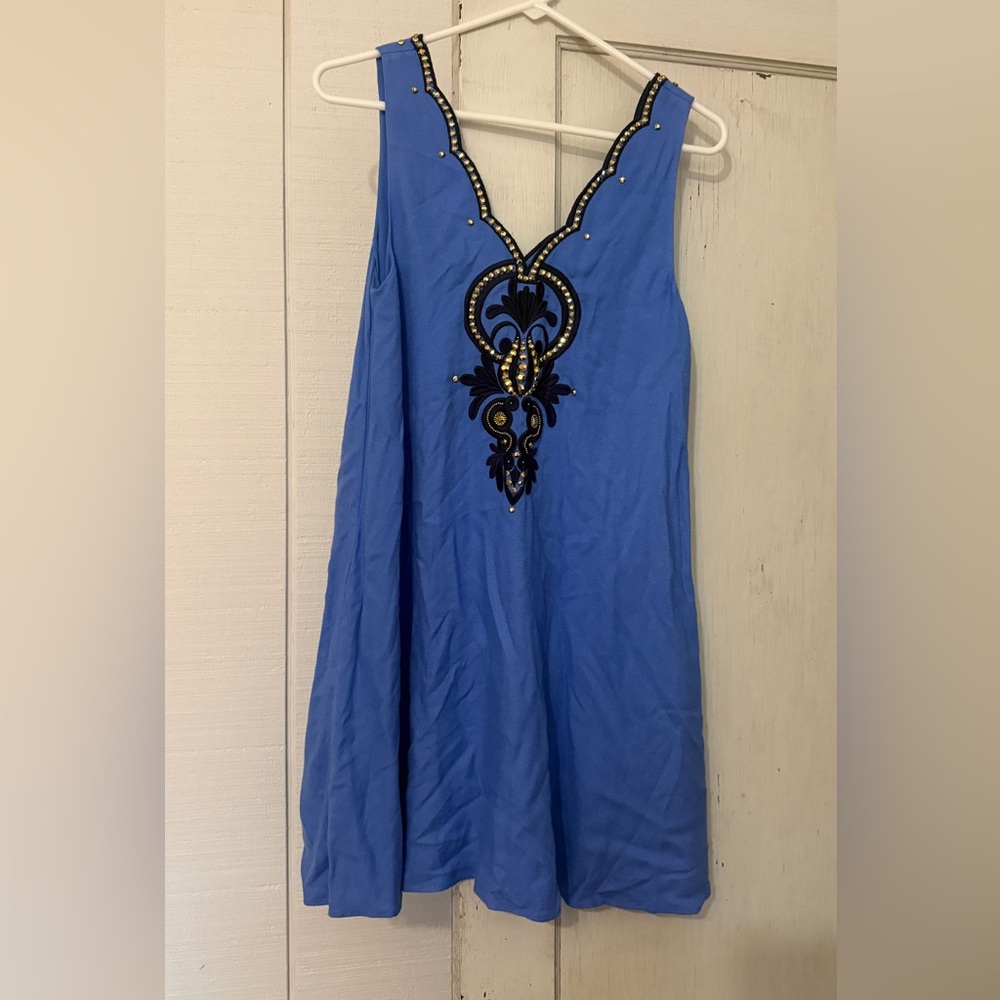 Lilly Pulitzer Blue Dress with Gold Accents XS